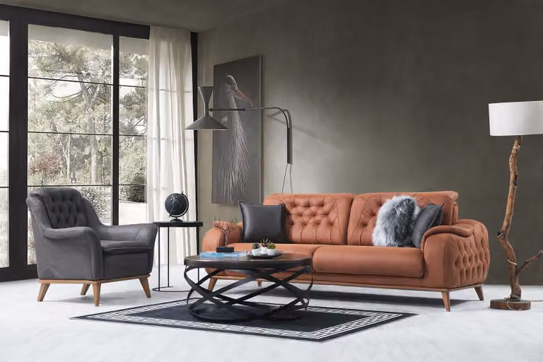 Exklusive Mehrfarbig Wohnzimmer Set Sofagarnitur 3+1 Sitzer Neuheit 2tlg.