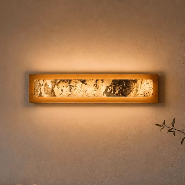 Elobra Applique da parete a LED Chile L, Legno chiaro, Soggiorno / Sala da pranzo, Legno, Applique a LED