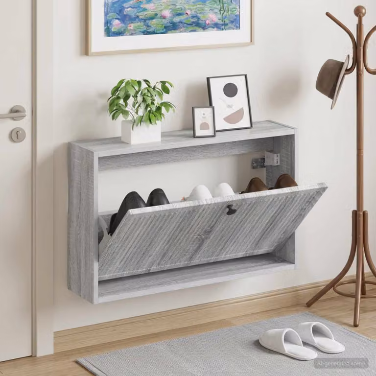 Mobiletto per scarpe da muro moderno vidaXL in grigio e nero, L 71 x P 17 x H 43 cm