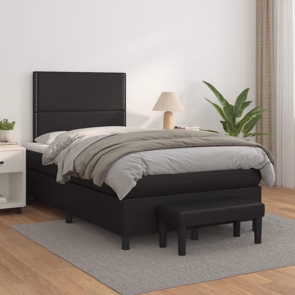 Maison Exclusive - Letto boxspring con materasso nero 120x200 cm in ecopelle