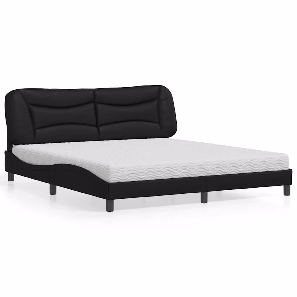 Letto con Materasso Hvar vidaXL in Similpelle Nero L/P: 180 x 200 cm – 1