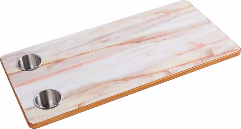 piano in legno da 31,1 x 15,75 pollici con venature in marmo massiccio e portabicchieri in acciaio inox per camper, barche e yacht