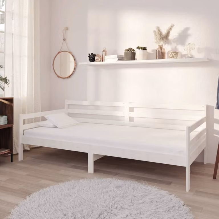The Living Store Letto da giorno in pino massiccio bianco 90x200 cm