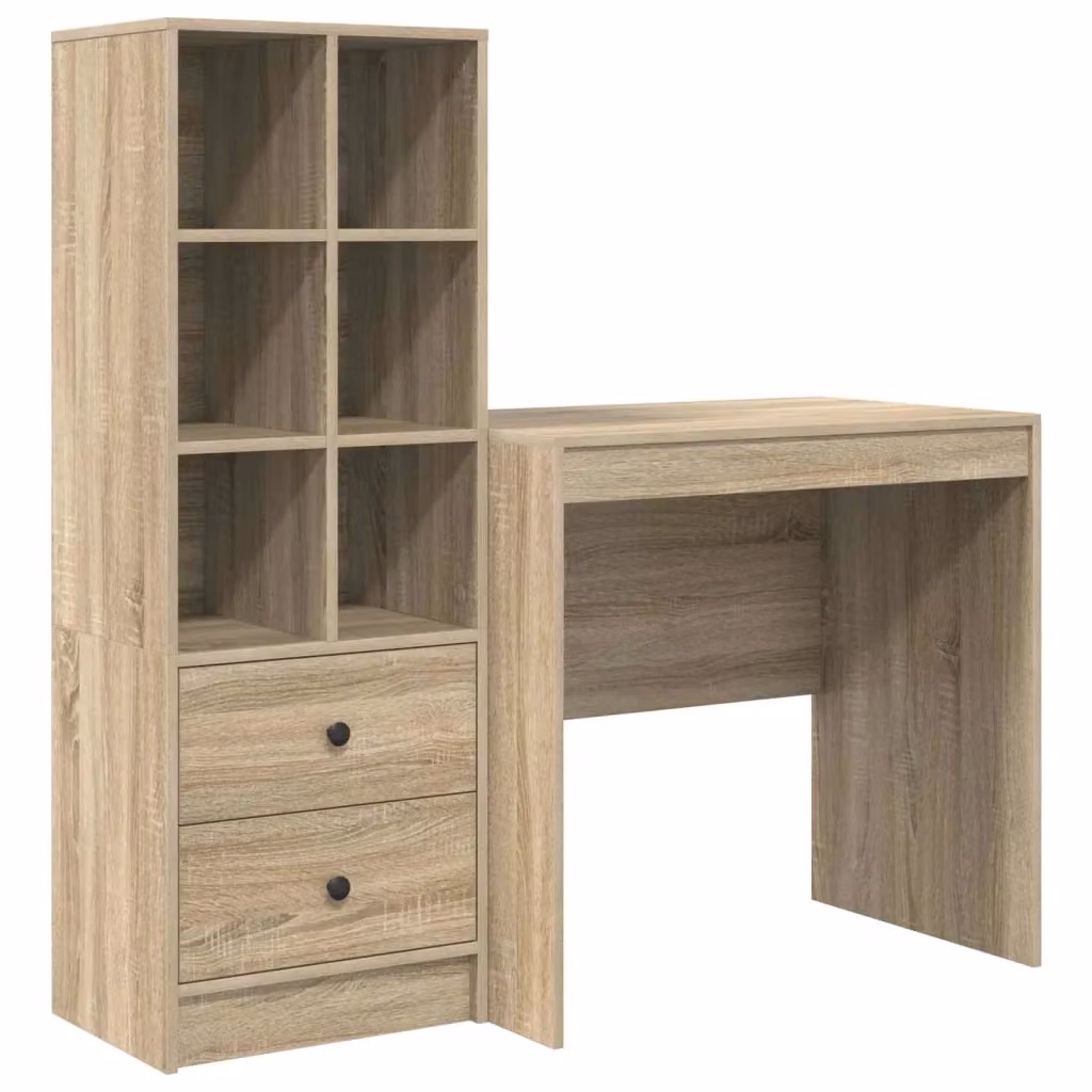 Scrivania moderna con scaffale vidaXL in rovere color marrone L: 125,5 cm, P: 50 cm, H: 127 cm – 2