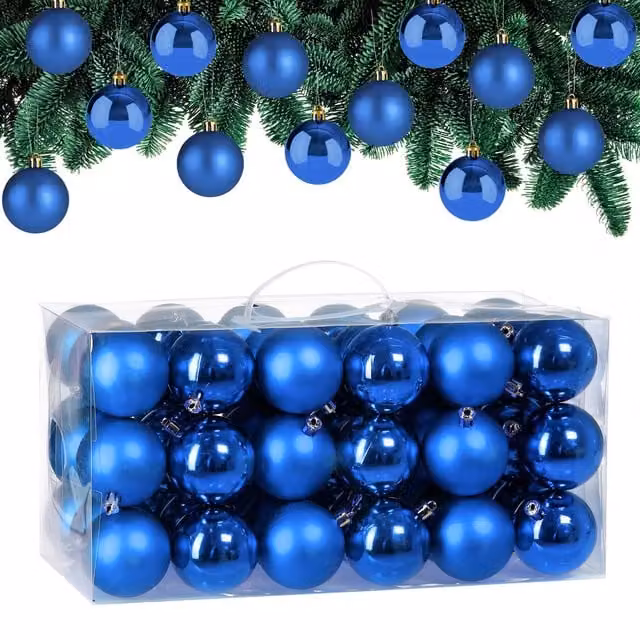 Set di 54 palline di Natale Casaria blu in plastica per decorazioni moderne – 1