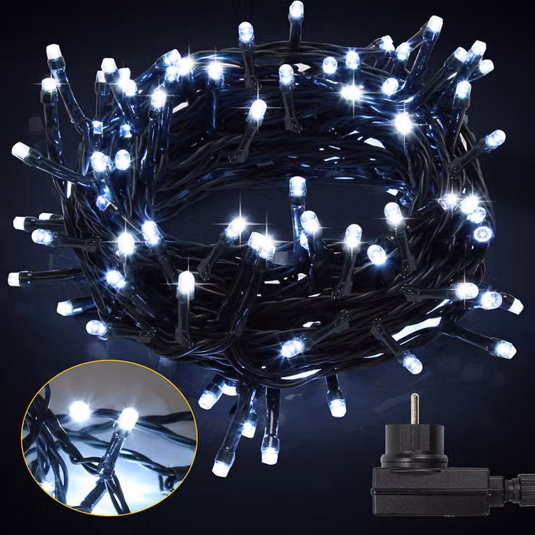 Jayseuw luci fiabesche 20m 200LED 8 modalità di luce luci fiabesche per festa Natale matrimonio decorazione, bianco freddo