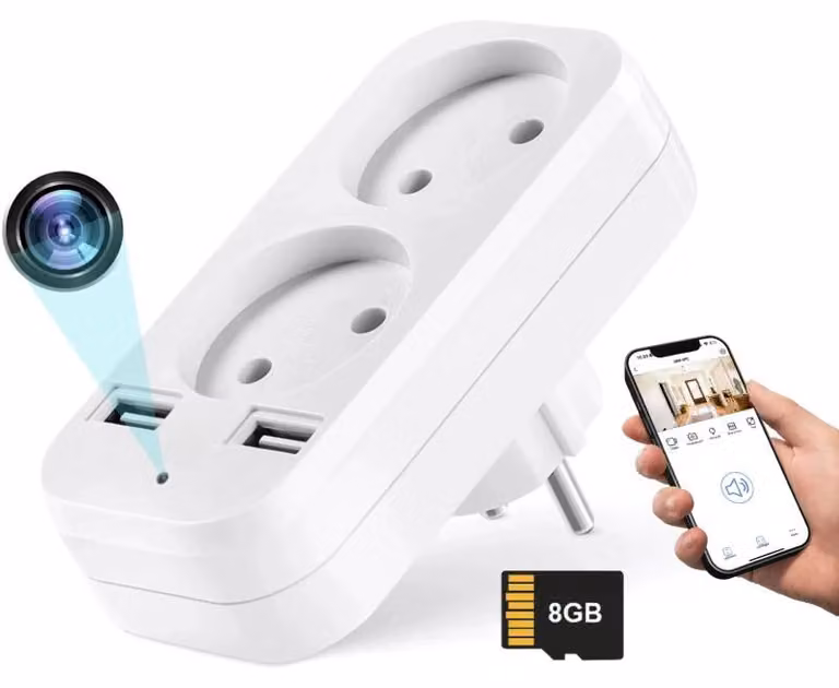 Mini Telecamera Adattatore doppio iUni AD1, Wi-Fi, 8GB, Full HD, Visualizzazione in diretta sul telefono