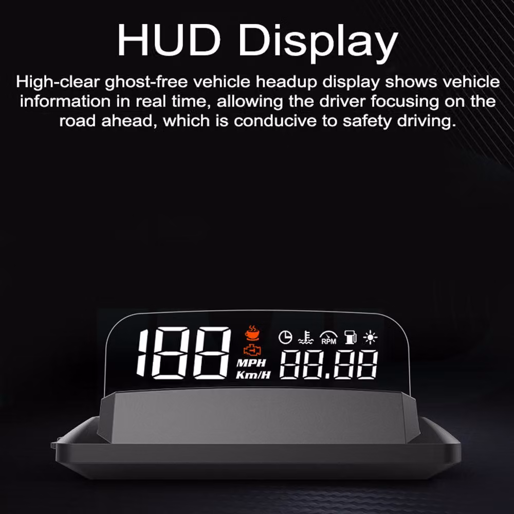 Display head-up automatico, proiettore tachimetro a LED con funzione di allarme velocità/ora/temperatura dell'acqua/giri/minuto/consumo di carburante/chilometraggio