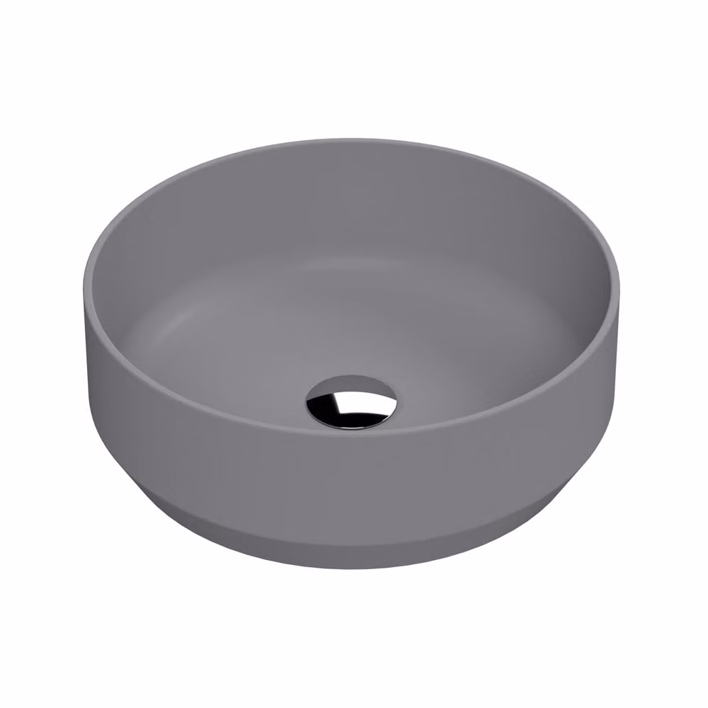 Lavabo da Appoggio Rotondo Moderno Grigio Opaco - 350 mm