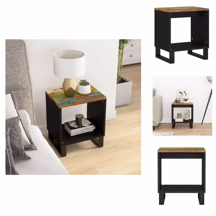 vidaXL Tavolino 40x31x46 cm in legno massiccio antico e materiale a base di legno - Tavolini da caffè