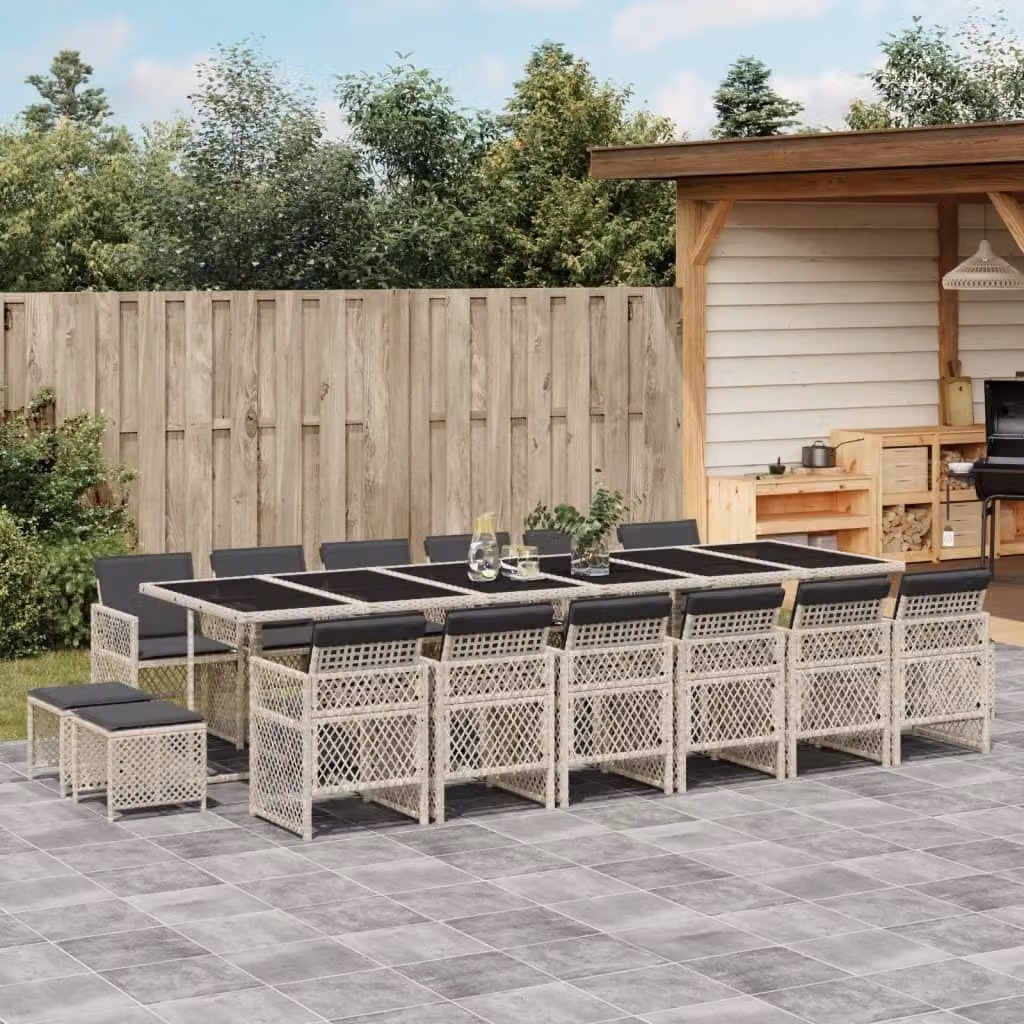 Maison Exclusive - Set da Pranzo da Giardino 17pz con Cuscini Grigio in Polyrattan