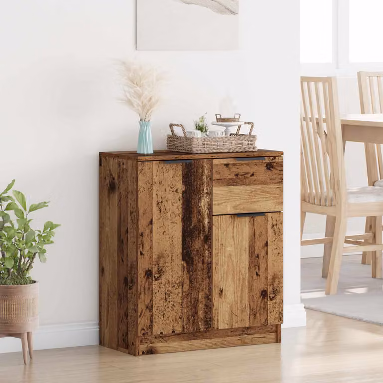 Credenza in stile rustico vidaXL in legno ingegnerizzato e metallo, colore marrone, L: 60 cm, P: 30 cm, H: 70 cm