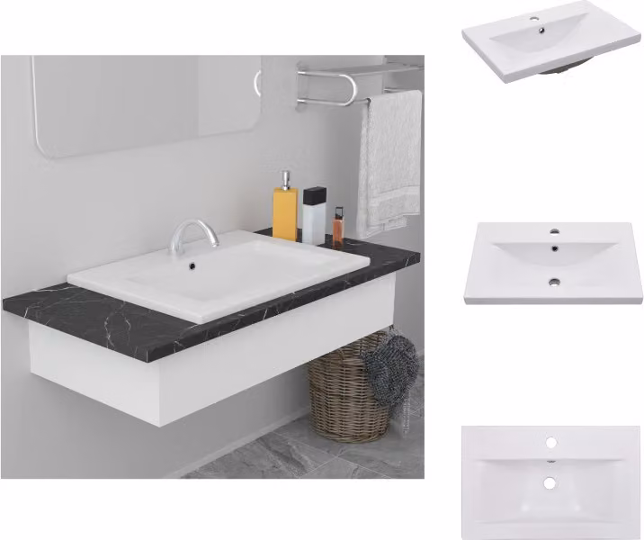 vidaXL Lavabo da incasso 61x39,5x18,5 cm in Vetroceramica bianca - Lavabo da bagno