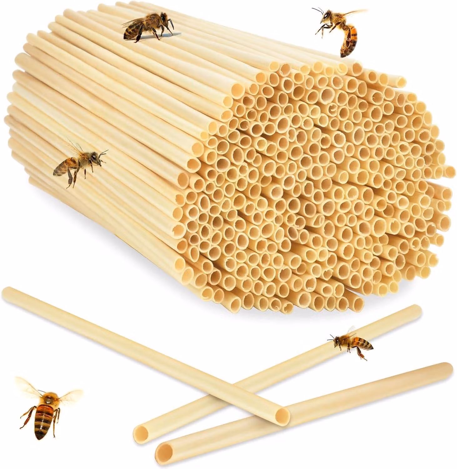 Albergo per insetti, specifico per api selvatiche, contenente 300 tubi nido, lunghezza 14,5 cm, involucri nido, materiale di riempimento: steli di grano, supporto per la nidificazione delle api, tubi, DI