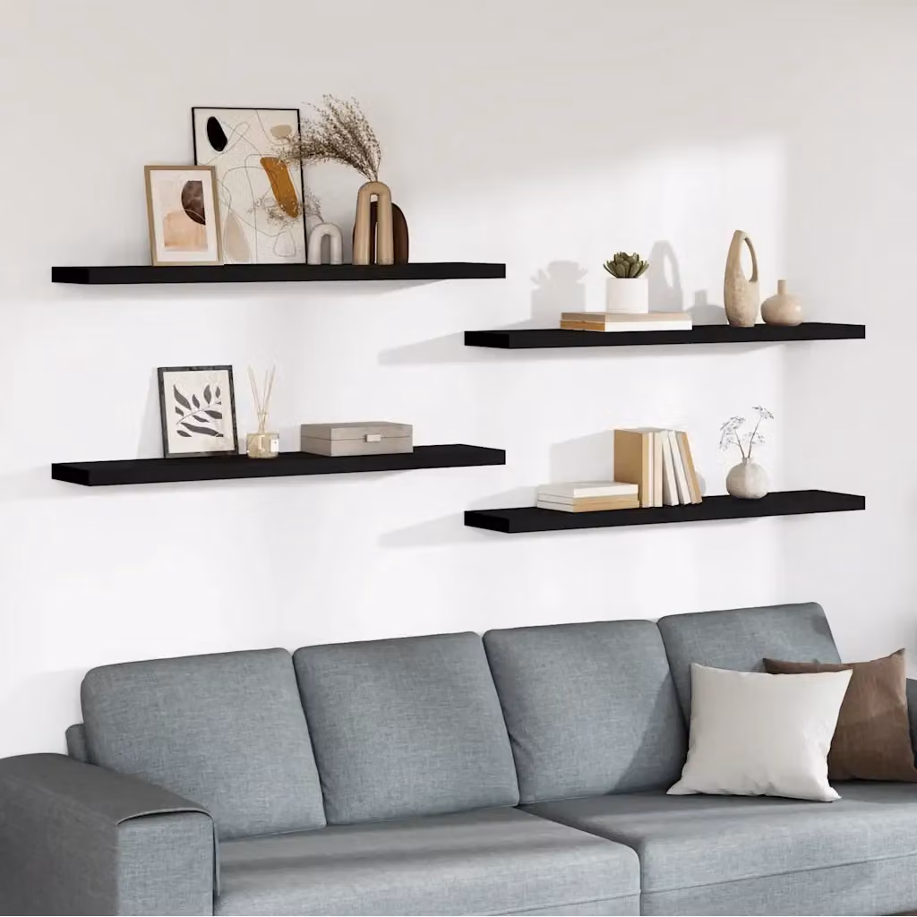 Set di 4 mensole a parete DESIGN IN in MDF nero opaco, L 120 x P 23,5 x H 3,8 cm – 2