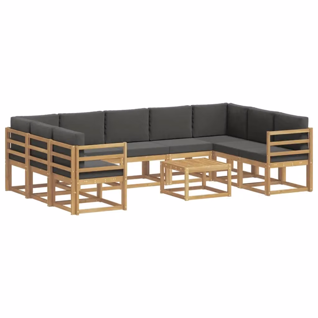Set di divani da esterno vidaXL in legno di acacia con cuscini, Bianco e Antracite – 2