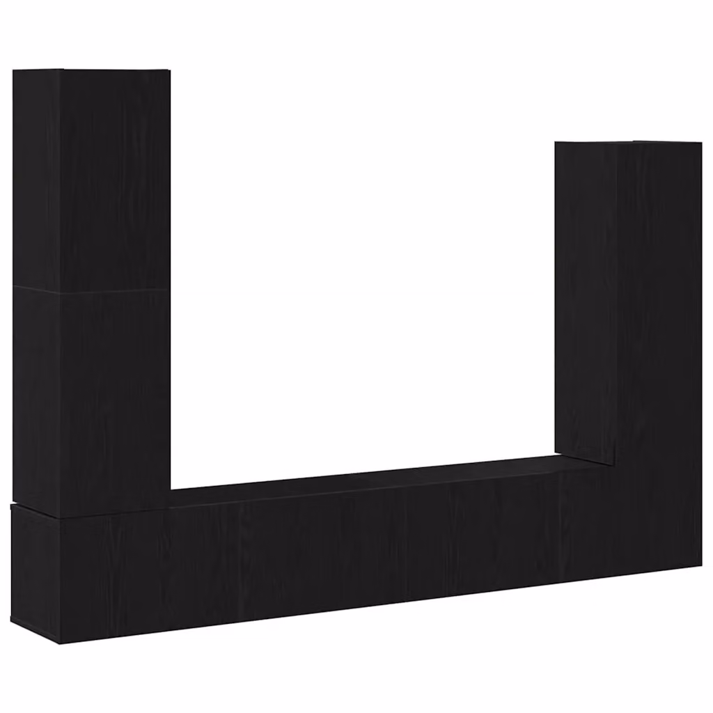 Set mobile TV moderno vidaXL in legno ingegnerizzato nero, 6 pezzi, da appendere alla parete – 2