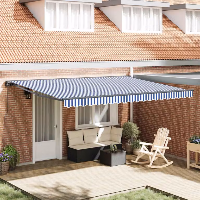 Maison Exclusive - Telaio per tenda da sole blu e bianco 450 x 300 cm