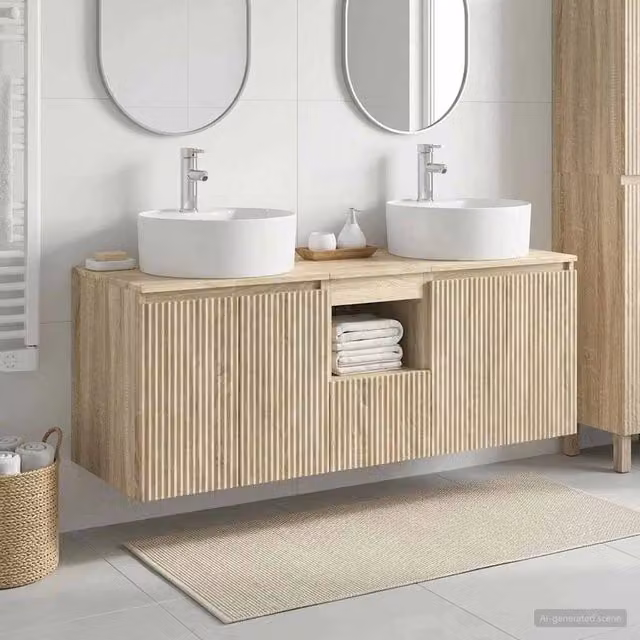 Set di Armadi da Bagno 3 pz Rovere Sonoma 49,5 x 44,5 x 65 cm 3405679