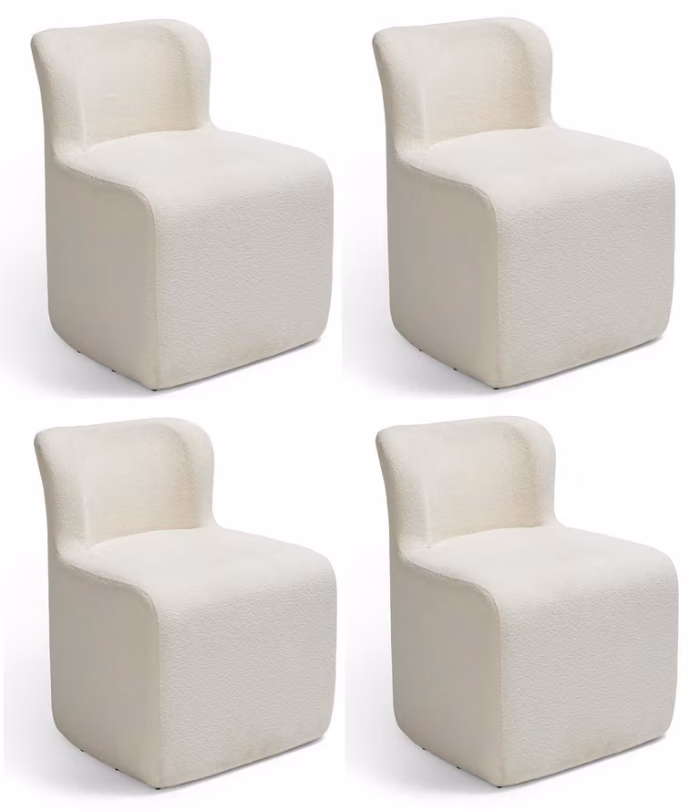 Set di sedie dal design moderno, colore bianco, tessuto morbido, confortevoli ed eleganti