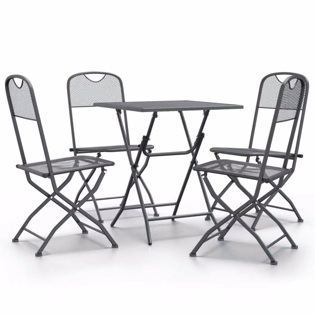 Set da Pranzo per Giardino 5pz Rete Metallica Espansa Antracite