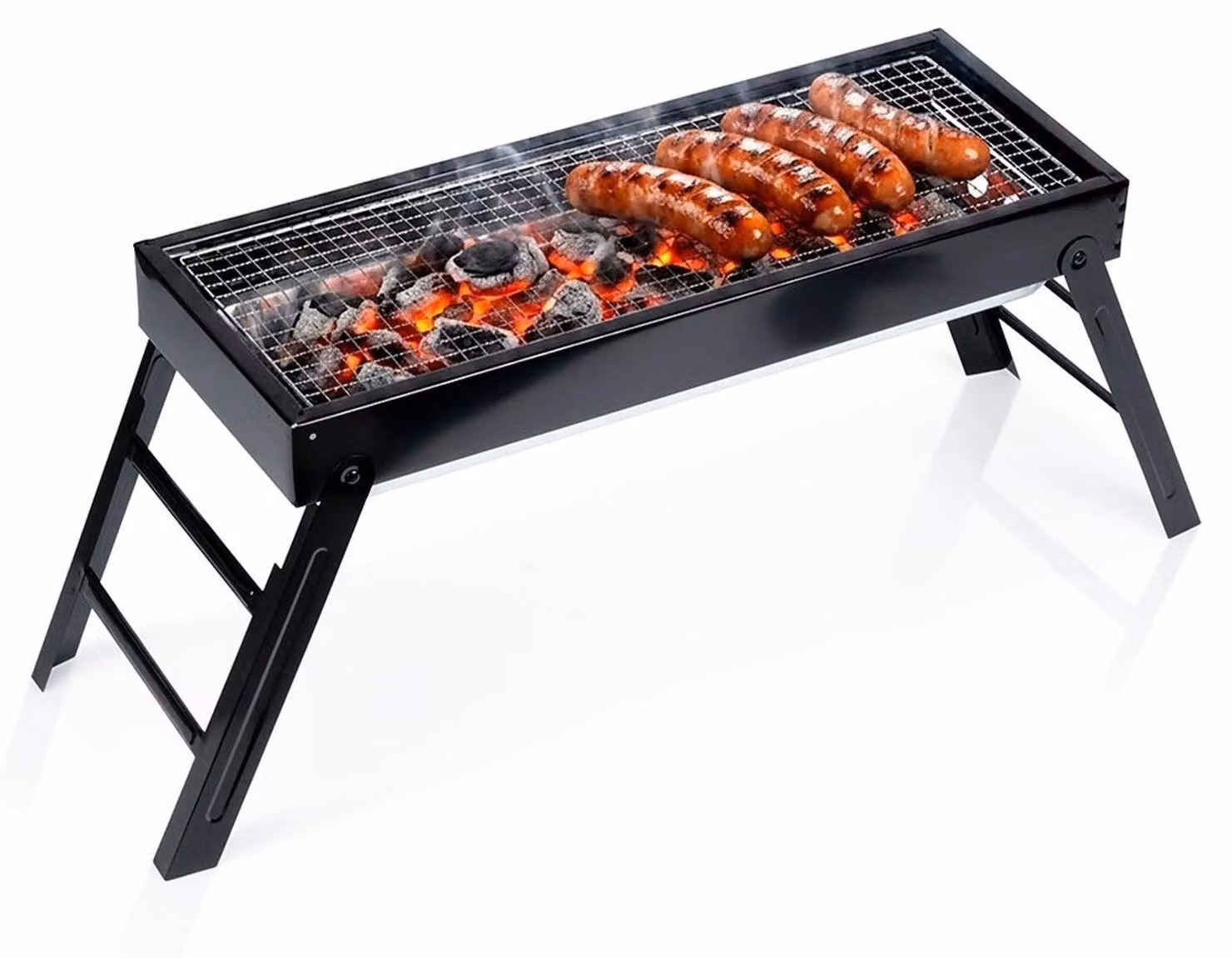 Portable Charcoal Grill, Foldable Steel, 77x23x31 cm