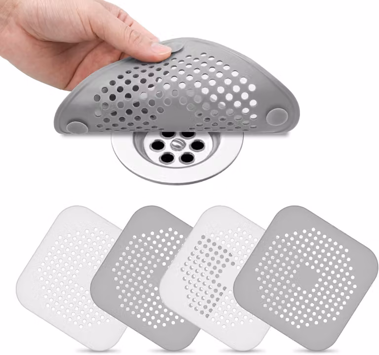 Filtro in silicone per scarichi – Filtro per lavello con ventosa – Griglia di protezione per scarichi da bagno – Filtro per capelli e sporco per prevenire intasamenti negli scarichi della doccia