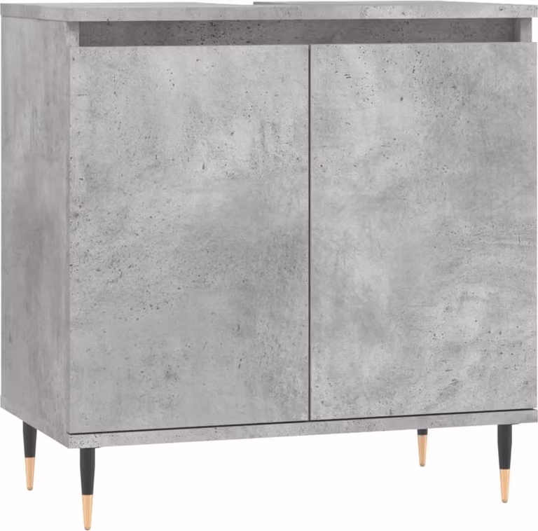 Armadietto da Bagno Grigio Cemento 58x33x60cm Legno Multistrato
