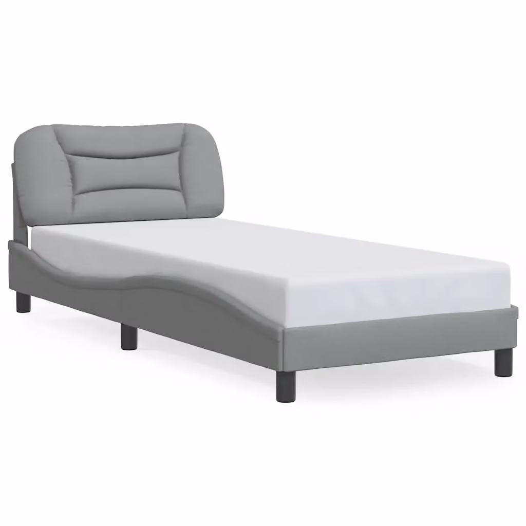 Giroletto senza materasso vidaXL Hvar moderno in tessuto grigio chiaro con doghe in legno, L/P/H: 90 x 190 cm – 2