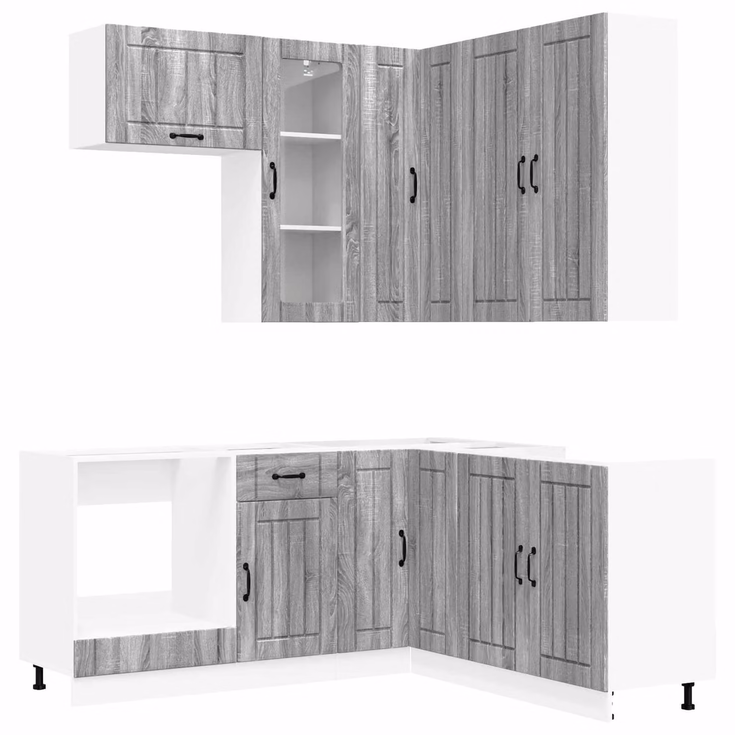 Set cucina LUCCA, 8 pezzi, grigio Sonoma, materiale simile al legno