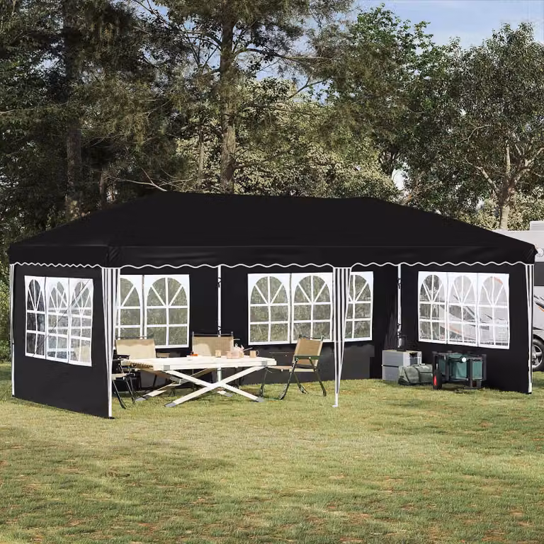 Maison Exclusive - Tenda pop-up per feste, dimensioni 574 x 289 x 245 cm, colore nero