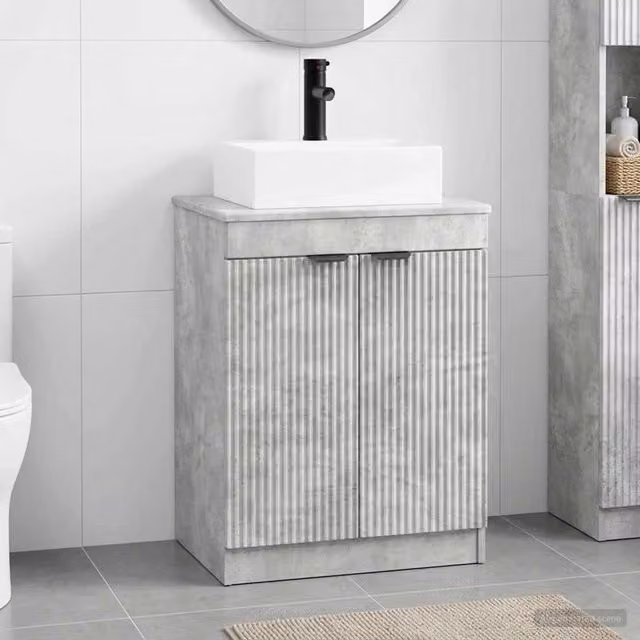 Set di mobili per il bagno Grigio Cemento Legno ingegnerizzato 3404243