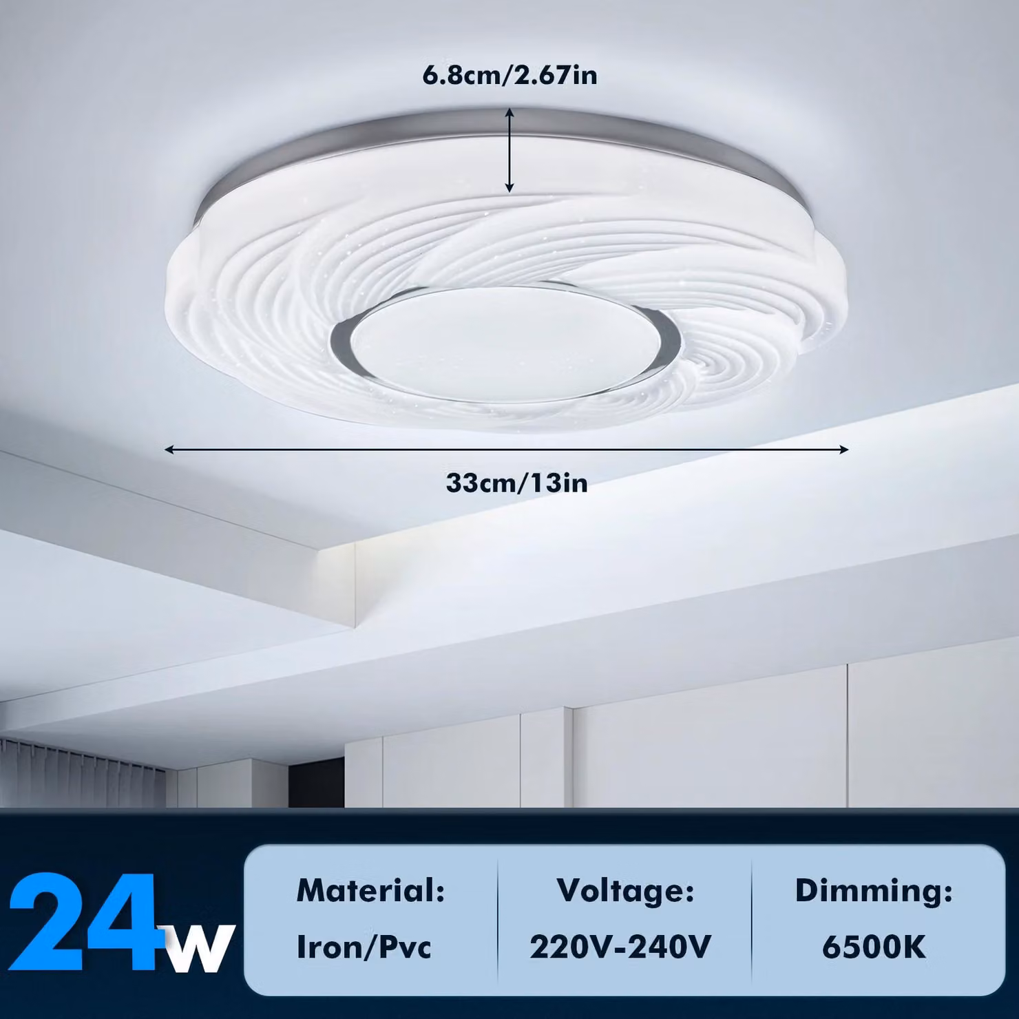 Pannello LED per soffitto - 24 W - Confezione da 5 pezzi - 6500 K (bianco freddo) - Non dimmerabile - Materiali: ferro e acrilico - Ideale per soggiorno, camera da letto e corridoio