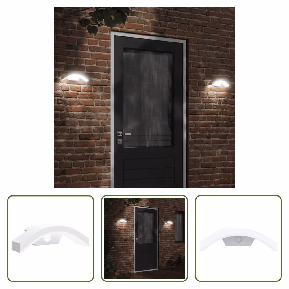 The Living Store Applique da esterno a LED con sensore in alluminio pressofuso bianco