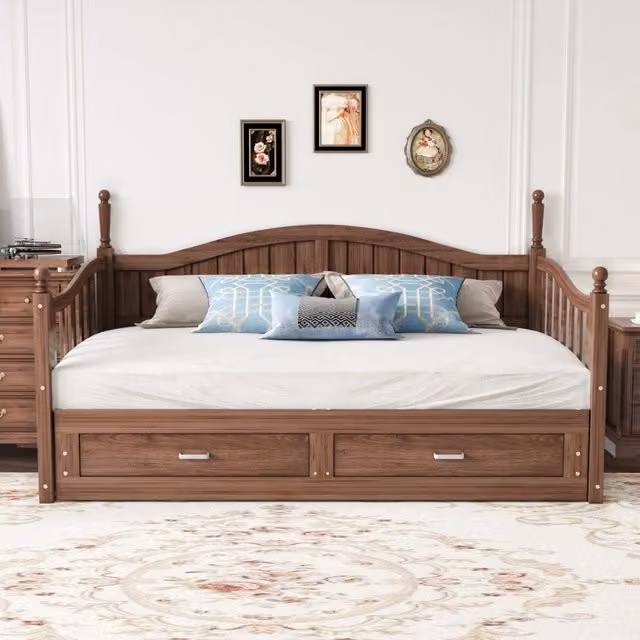 divano letto in legno noce naturale 97 x 197 cm