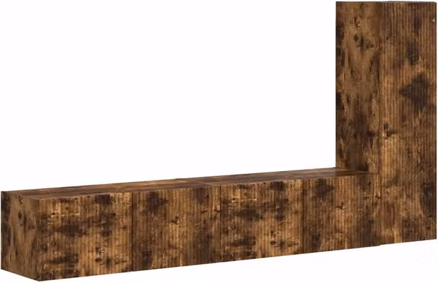 Set mobile TV 3 pz | Armadietto TV | Mobile Porta TV Rovere fum¨¦ Legno multistrato