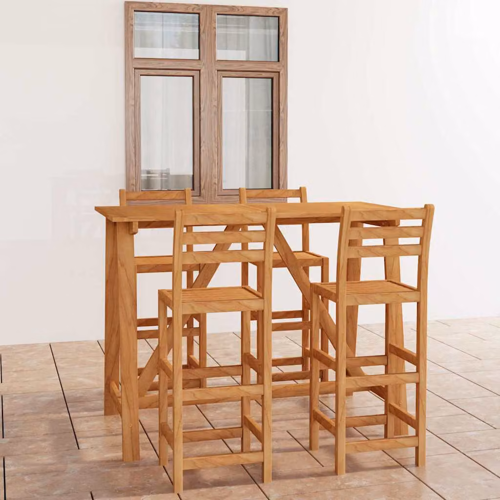 Set da Bar da Giardino vidaXL in Legno di Acacia Marrone, 5 Pezzi – 1