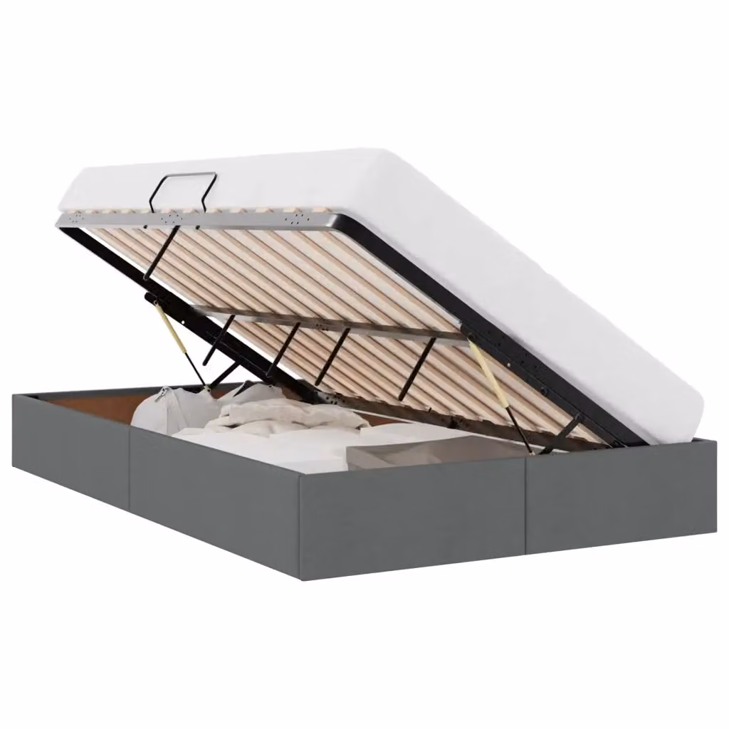 Letto ottomano moderno vidaXL in tessuto grigio con contenitore a sollevamento L/P: 120 x 200 cm – 2