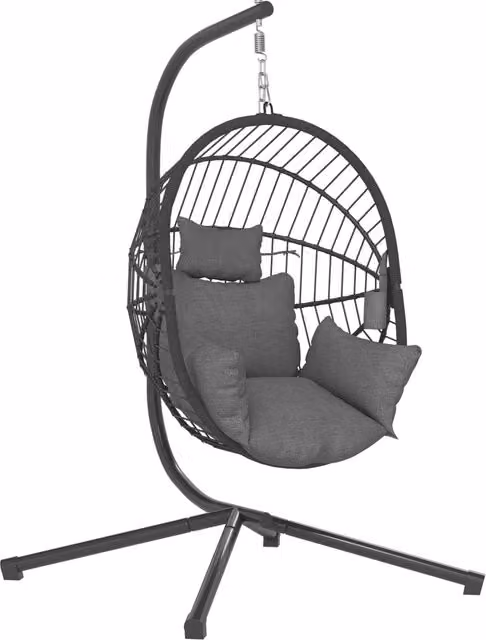 Sedia da esterno Sedia sospesa inclusa tappezzeria sedia a uovo 120 cm x 106 cm x 188 cm grigia