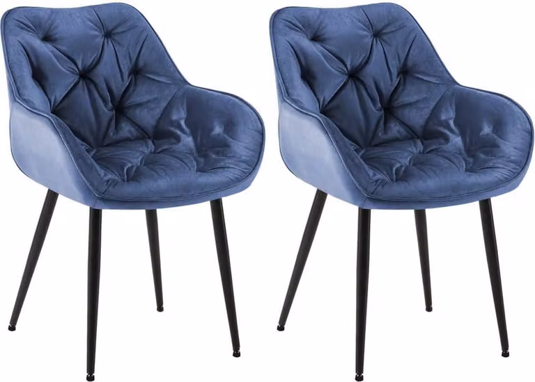 set di 2 sedie da pranzo in velluto - Set di sedie - Design moderno e comfort | Colore: blu