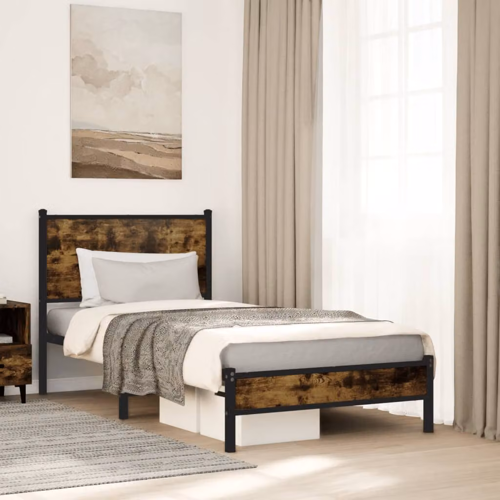 Giroletto in metallo vidaXL con doghe fisse in rovere fumo L 80 cm x P 200 cm