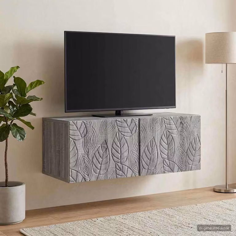 vidaXL Mobile Porta TV da Muro in Legno MDF Grigio con Stile Vintage L: 59,5 cm, P: 31 cm, H: 30 cm