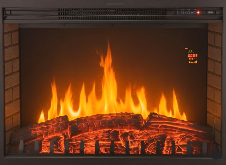 CHEMIN'ARTE - Inserto elettrico da incasso Oxford XL 76 cm con effetto fiamme LED, riscaldamento programmabile, telecomando