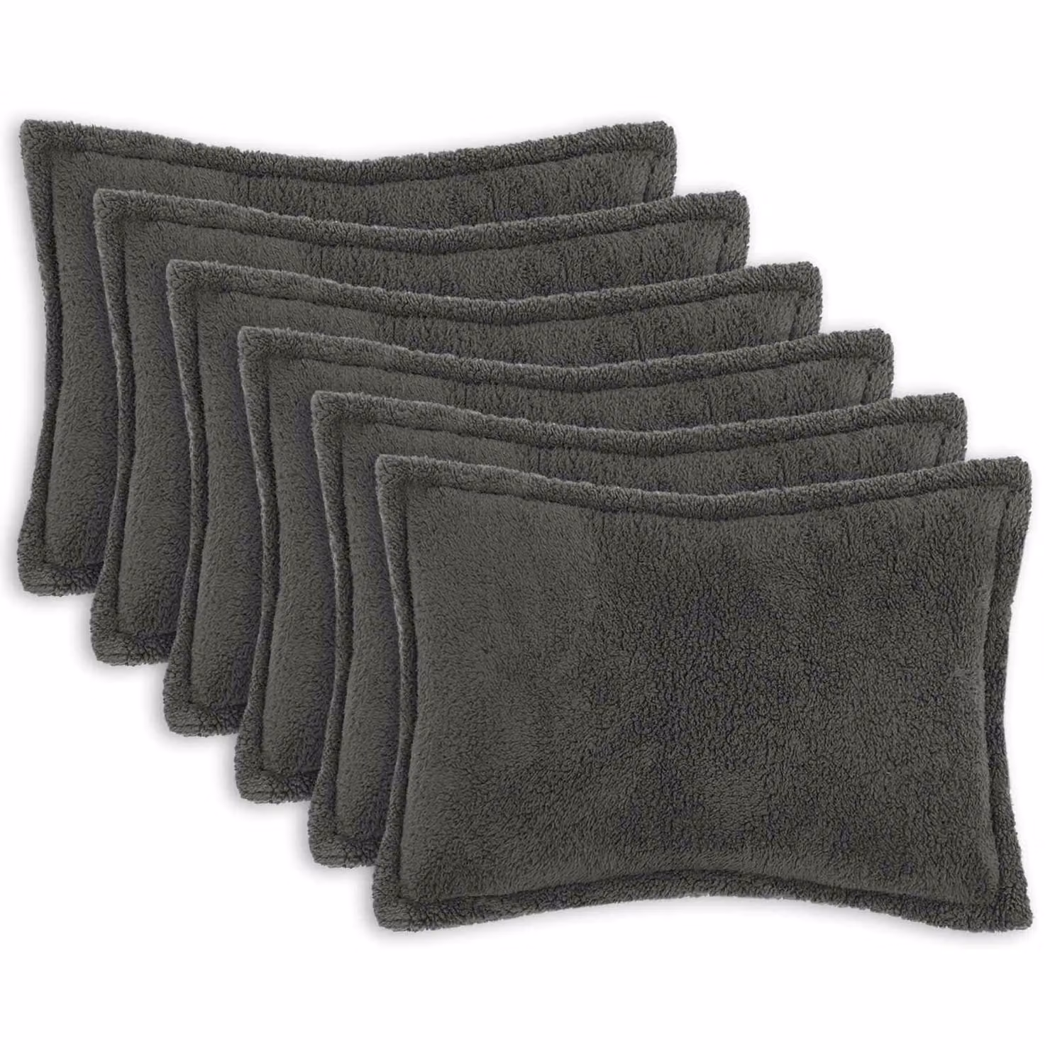 Set di 6 federe vidaXL HOUTEN in tessuto bouclé grigio scuro, L 50 cm x P 70 cm