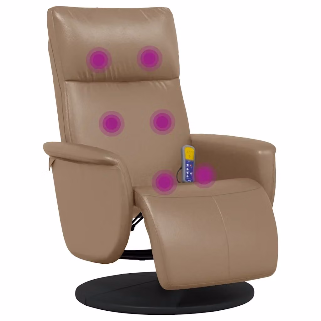 Poltrona Reclinabile Relax vidaXL in Similpelle Marrone con Poggiapiedi e Rotazione 360 Gradi – 2