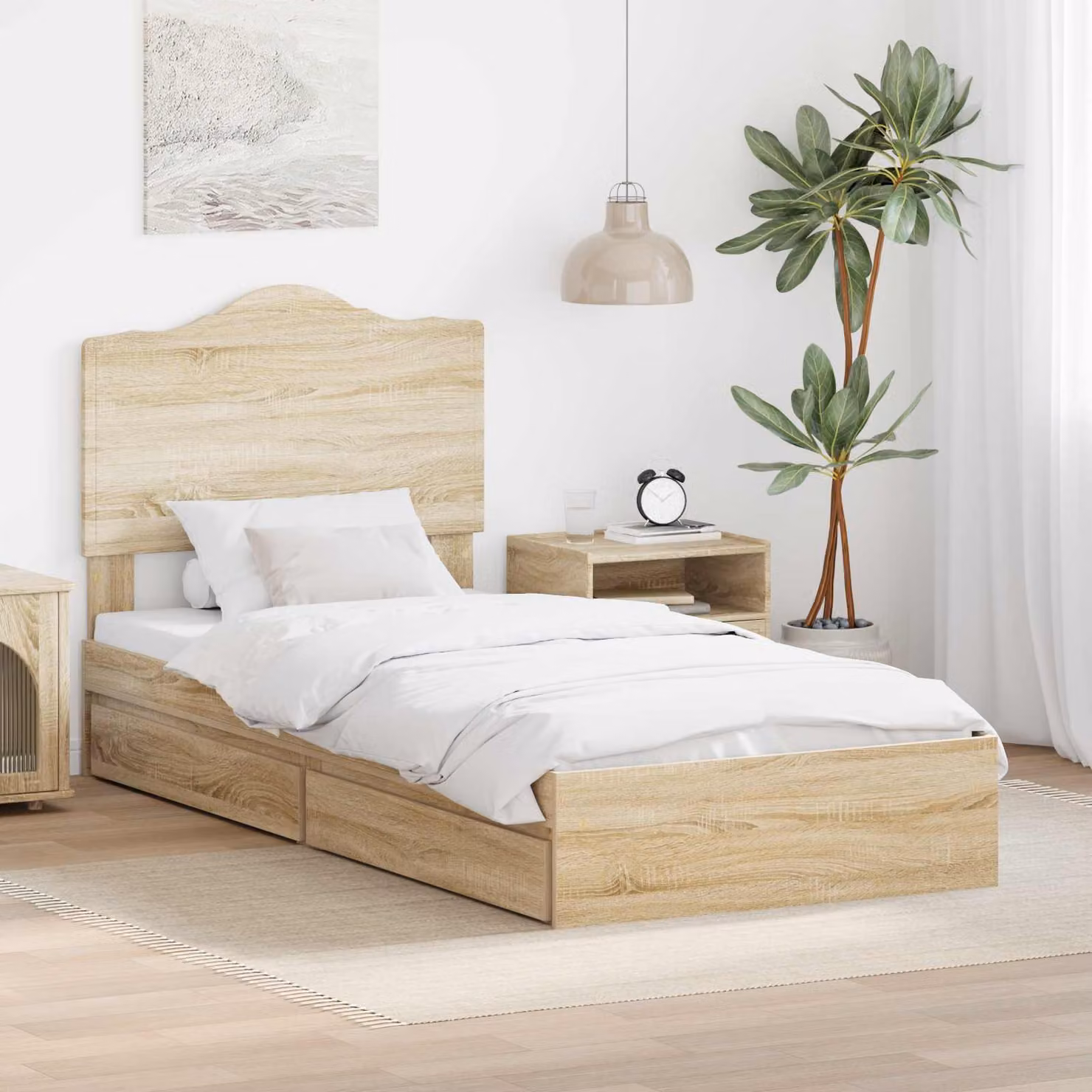 Letto con contenitore e cassetto vidaXL in legno Rovere Sonoma, L 90 x P 200 cm