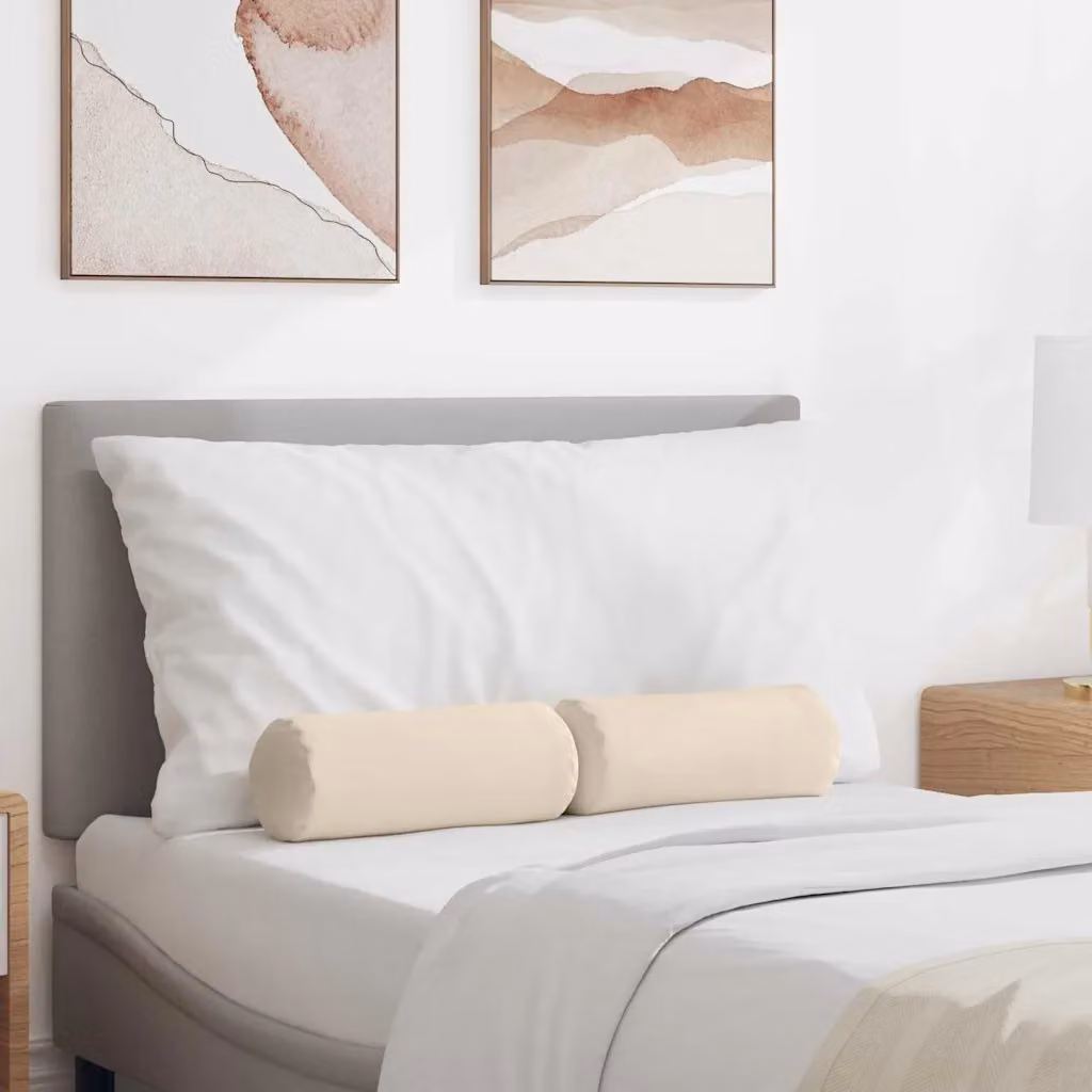 Set di 2 cuscini a rullo vidaXL in microfibra beige, Ø 15 x 40 cm