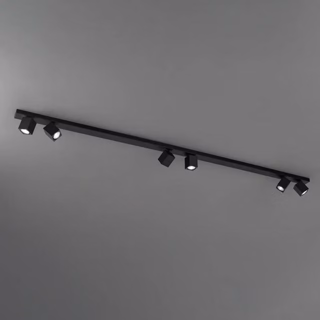 Plafoniera Moderna Oddy Faretti Cubici Metallo Nero 6 Luci Orientabili Gu10 Ip20