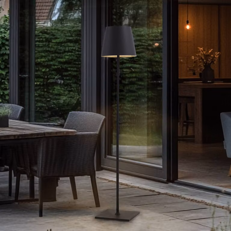 Lampada per terrazza Andrei, grigio, altezza 150 cm, IP54, E27 Andrei Lucande, Alluminio / Grigio / Zincato, Alluminio, Moderno