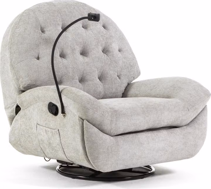 Poltrona girevole con funzione reclinabile, meccanismo a dondolo e tasca laterale - 3 posizioni, seduta ergonomica e design morbido per il massimo comfort - PINA - Grigio